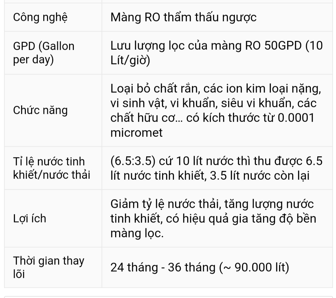 MÀNG RO VORTEX 50GPD, LÕI SỐ 4 KANGAROO công suất 10 lít/giờ dùng cho máy lọc nước gia đình