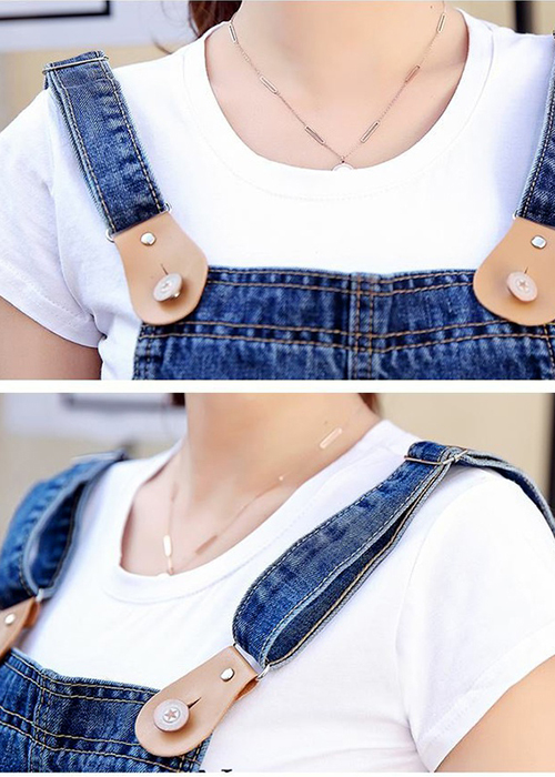 Đầm Yếm Jean Nữ Phối Da Đáng Yếu