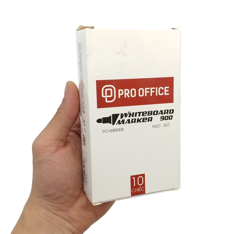 Hộp 10 Bút Lông Bảng Pro Office PP-WB900 - Mực Đỏ