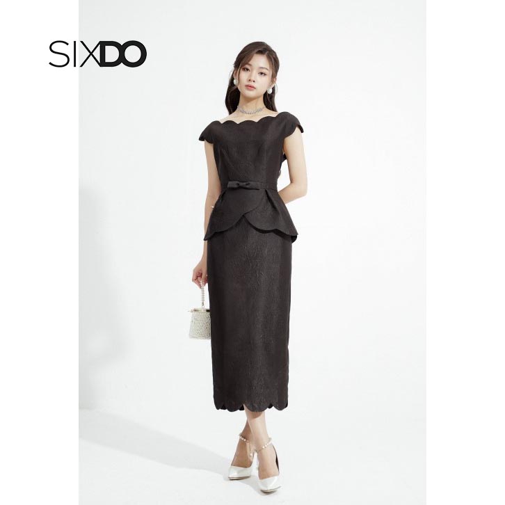 Đầm midi cổ sò thời trang nữ SIXDO