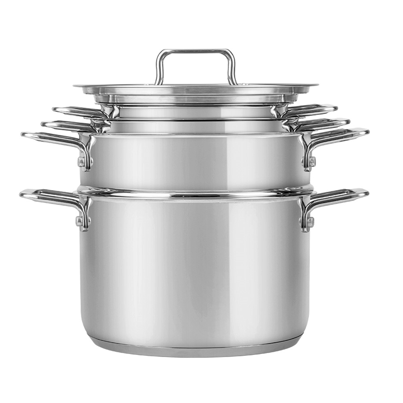 Bộ nồi inox 5 món Smartcook SM2303 (3 nồi, 1 xửng hấp 3 tầng, 1 vung kính 3 tầng) - Hàng chính hãng