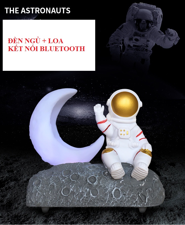 Đèn ngủ mặt trăng ,loa bluetoooth phi hành gia, khe cắm USB -thương hiệu KOVER (tặng kèm cáp sạc)