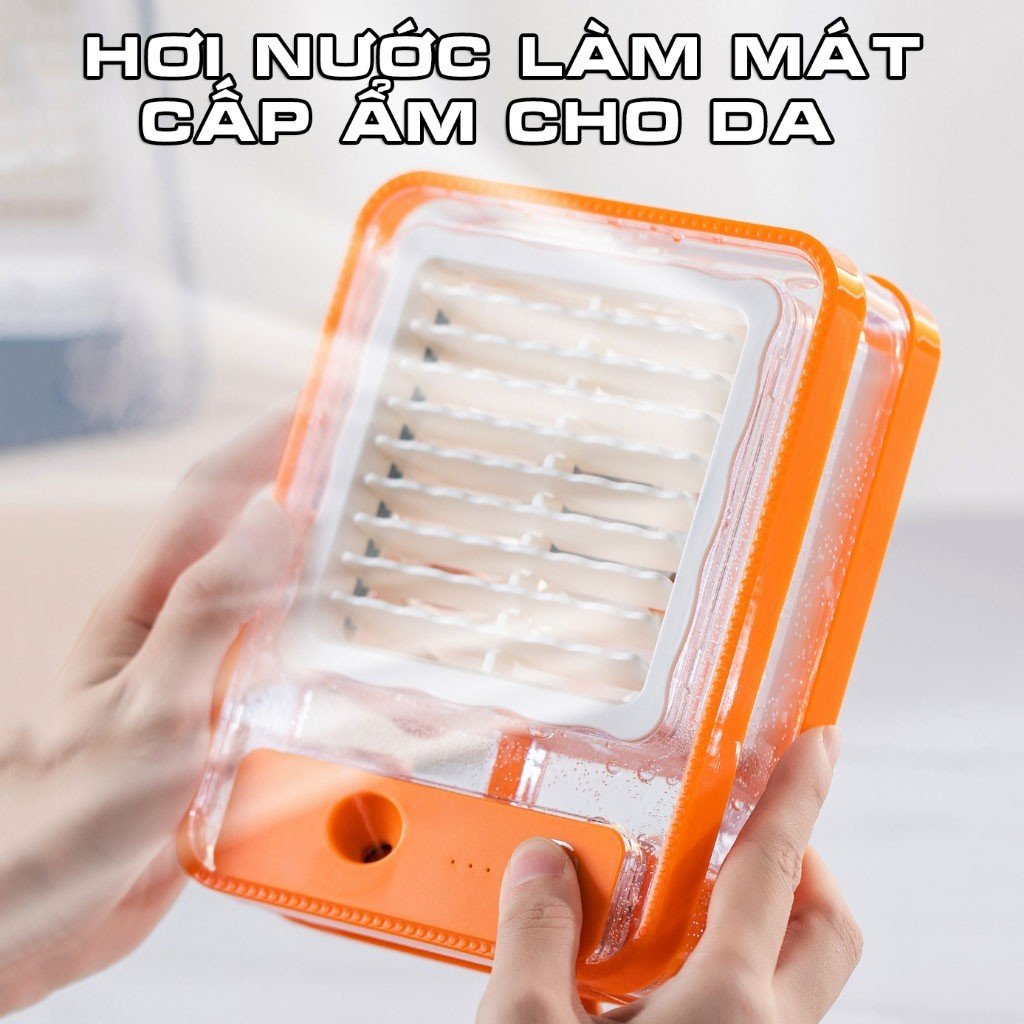 QUẠT CẢM ỨNG ĐIỀU HÒA MINI 3 TỐC ĐỘ GIÓ LÀM MÁT NHANH, NGĂN CHỨA ĐÁ DUNG TÍCH 150ML - QUẠT ĐỂ BÀN TRONG SUỐT TÍCH HỢP ĐÈN NGỦ ĐẶT BÀN SANG XỊN