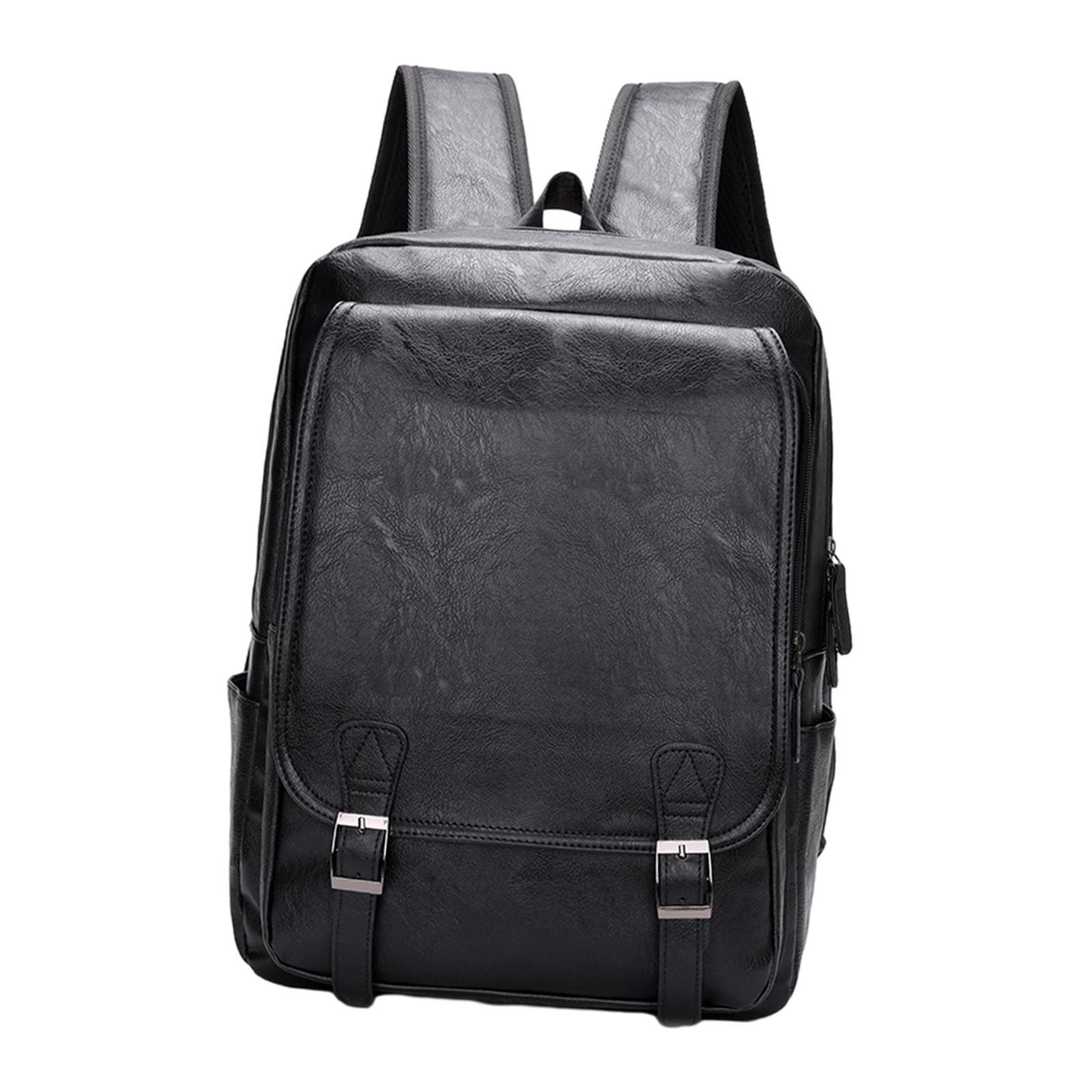 Laptop Backpack Men's PU Leather Backpack for Notebook Bookbag Casual Daypack Rucksack for Hiking Office Travel Work Shopping