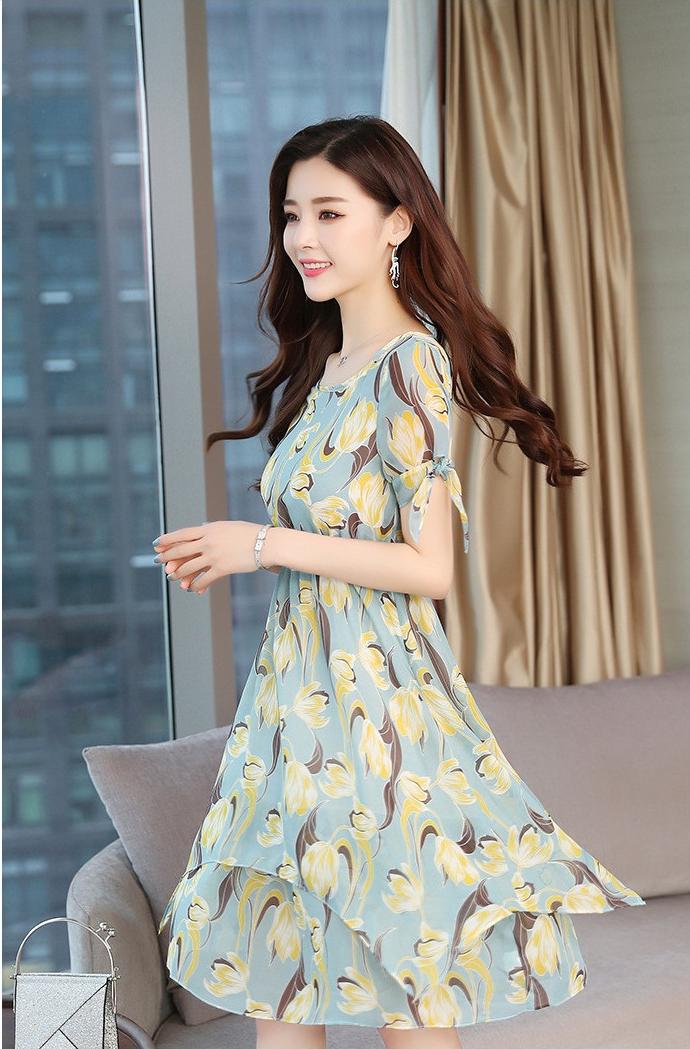 Đầm xòe 2 lớp hoa trẻ trung xinh xinh GD8095A