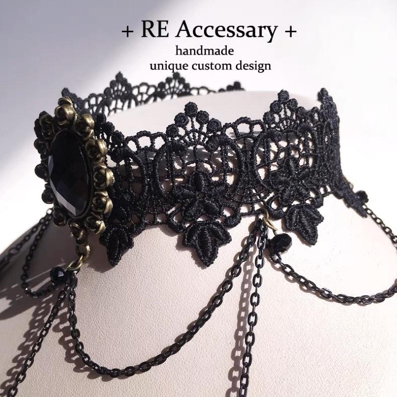Choker hình thập giá ren đen cá tính - Vòng cổ cổ điển - Arora boutique