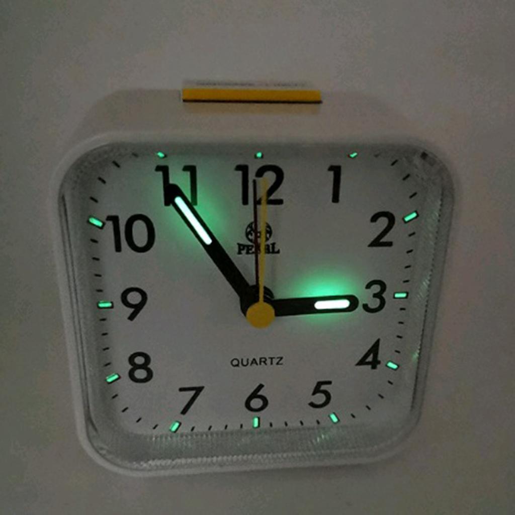 2Pcs Travel Alarm Clock Bedside Quartz Clock w/Night Light w/ Snooze Quiet