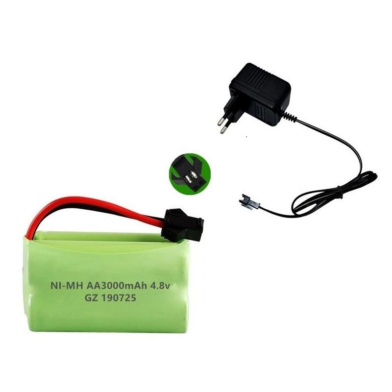 Pin NiMH 4.8v 3000mAh Pin sạc 4.8v Bộ pin Ni-MH AA Bộ sạc 4.8v cho đồ chơi Rc Ô tô Thuyền Xe tăng Robot một phần Màu sắc: Xanh lục