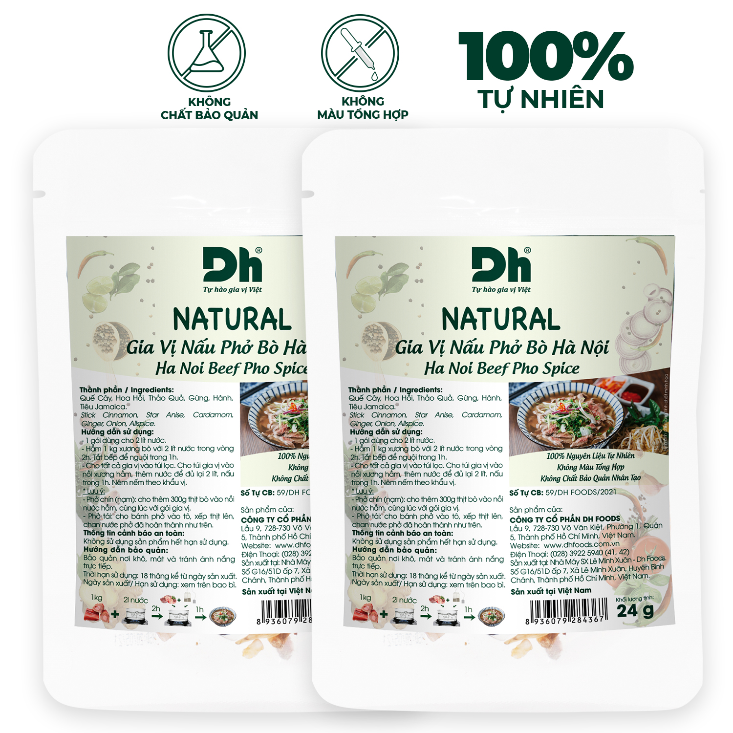 Hộp Gia Vị Nấu Ướp Dh Foods - Set 2 loại nguyên liệu nấu Phở - Bún Bò và 4 loại nguyên liệu ướp thịt nướng