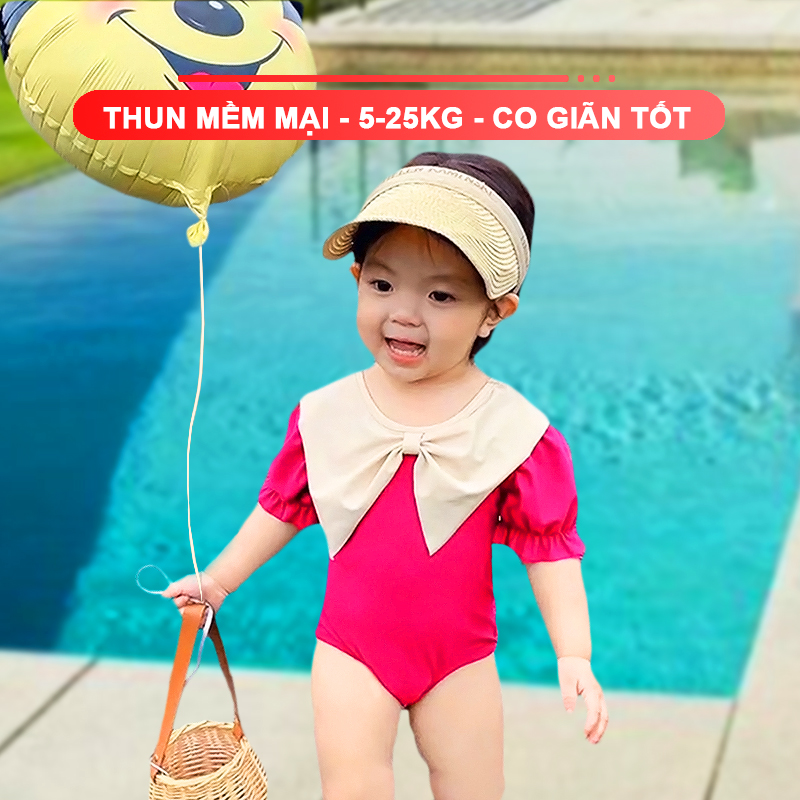 Đồ bơi bé gái liền thân 5-25kg BBShine, Bikini cho bé cánh tiên tone màu hồng cực xinh xắn – DB018