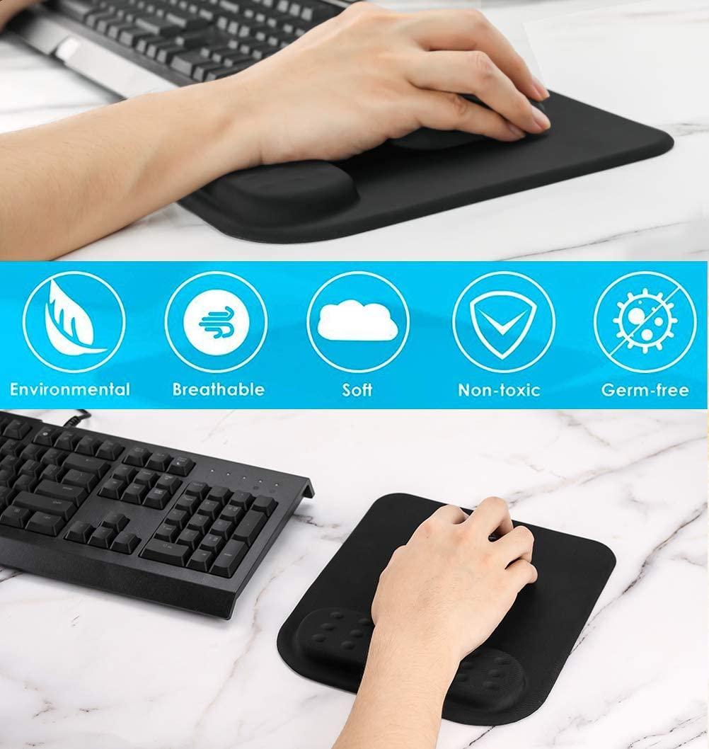 Bàn di chuột công thái học với hỗ trợ cổ tay Tấm di chuột có bọt bộ nhớ có phần tựa cổ tay