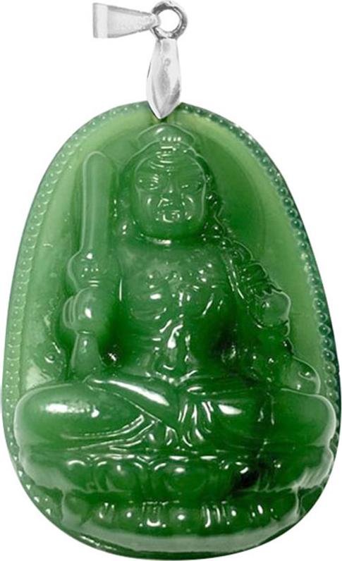 Mặt Dây Chuyền Khắc Ngài Bất Động Minh Vương Đá Ngọc Tự Nhiên Bạc Quang Thản MDNA132