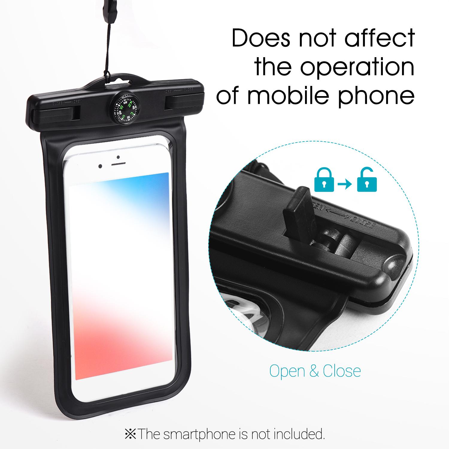 Túi đựng điện thoại di động & Gậy chụp ảnh tự sướng không thấm nước có thể mở rộng với dây điều khiển từ xa BT để đi bơi trên bãi biển