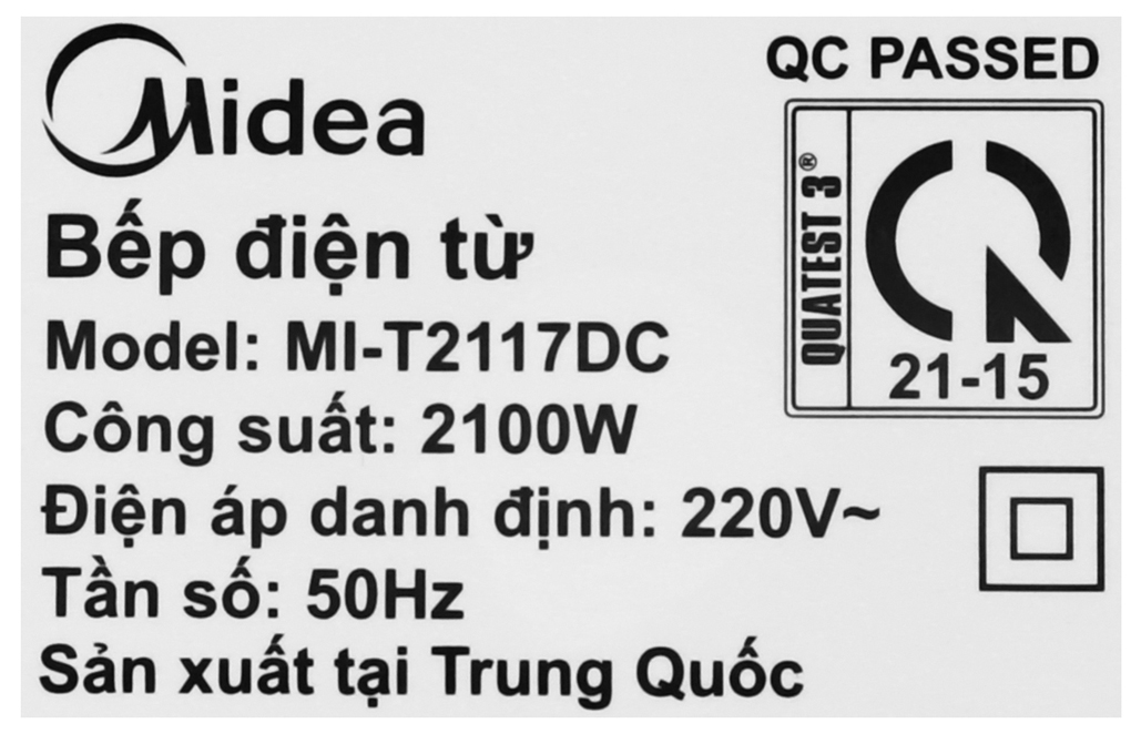 Bếp Điện Từ Midea MI-T2117DC (2100W) - Hàng Chính Hãng