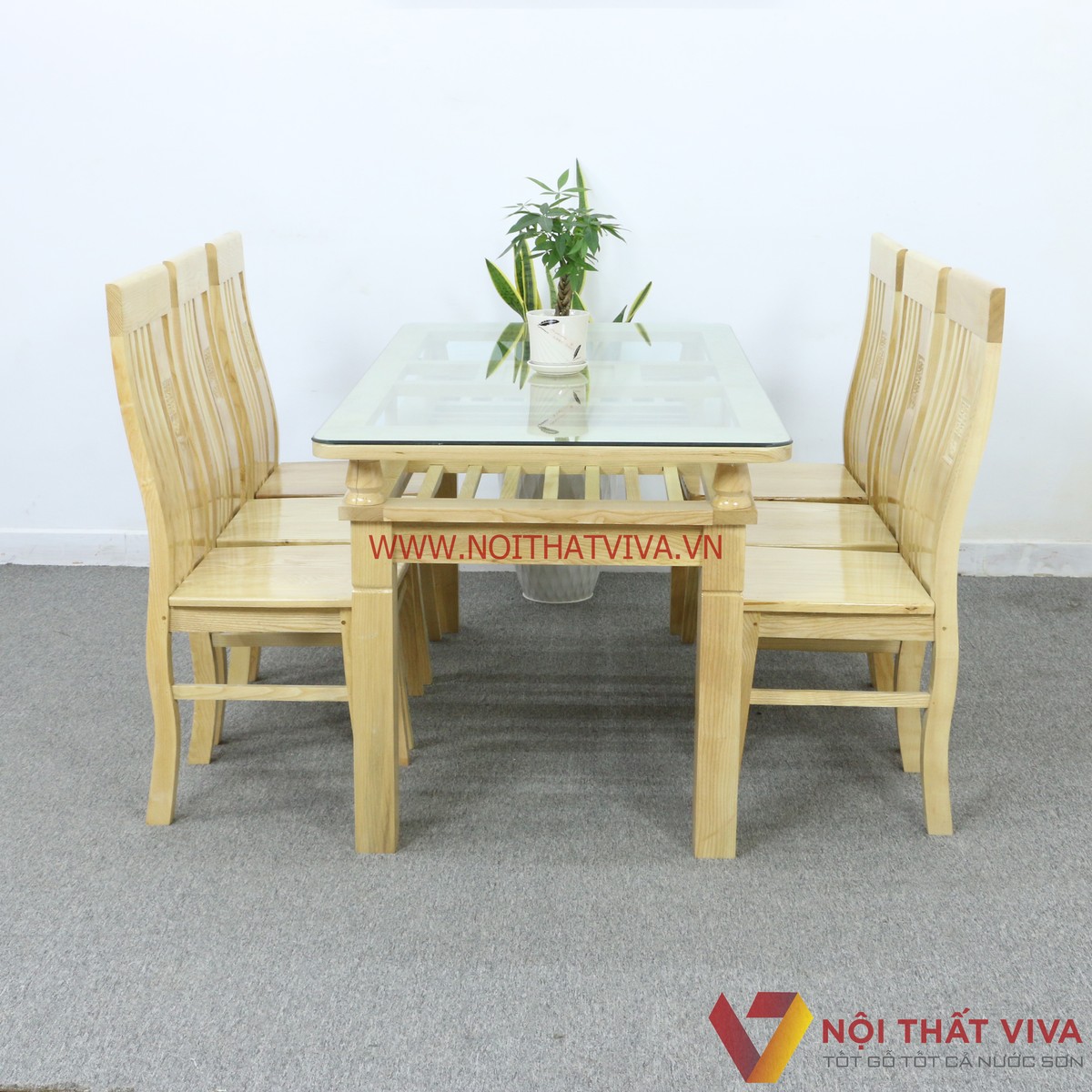 Bộ Bàn Ăn Gỗ Sồi 2 Tầng 6 Ghế Đẹp Cao Cấp