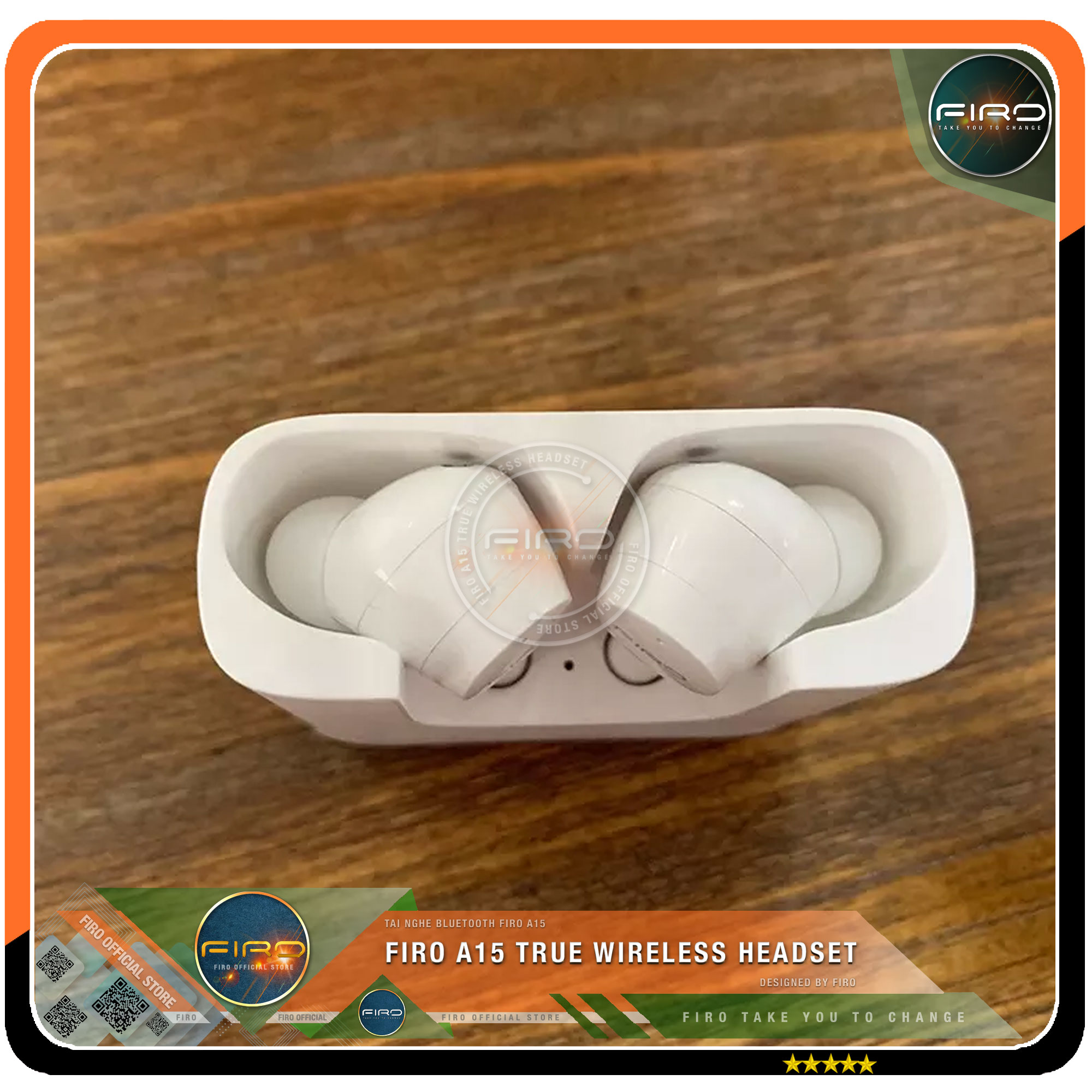 Tai Nghe Bluetooth Không Dây FIRO A15 - Tai Nghe True Wireless Earbuds FIRO A15 Bluetooth V5.1 - Pin Dock Sạc 380mAh - Thời gian sử dụng 5H - Cảm Ứng Thông Minh,Âm Thanh Stereo, Âm Bass Cực Chất - Phù Hợp Với Tất Cả Dòng Máy - Hàng Chính Hãng