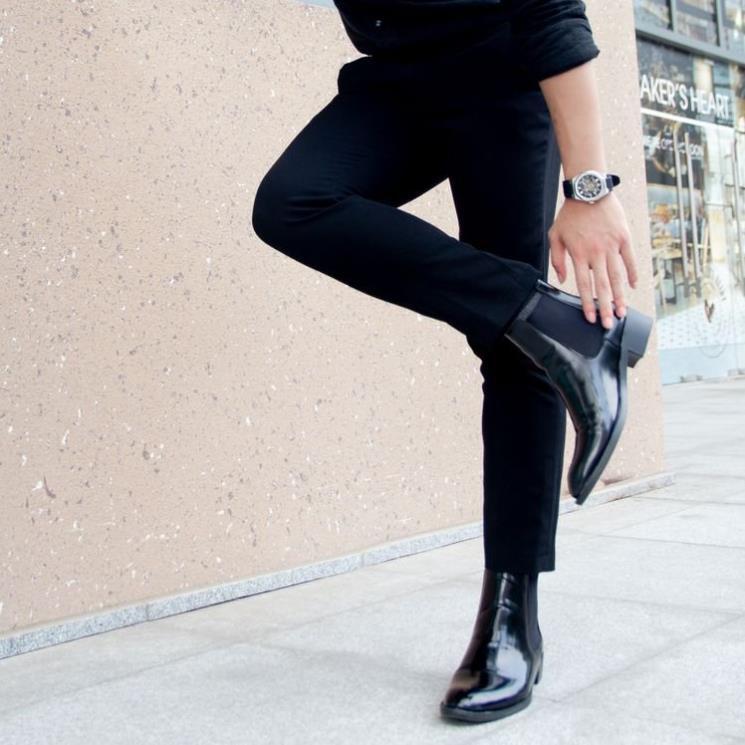 Hàng cao cấp Giày Chelsea Boot nam da bò tấm cao cấp, giày boot đế cao su khâu chắc chắn