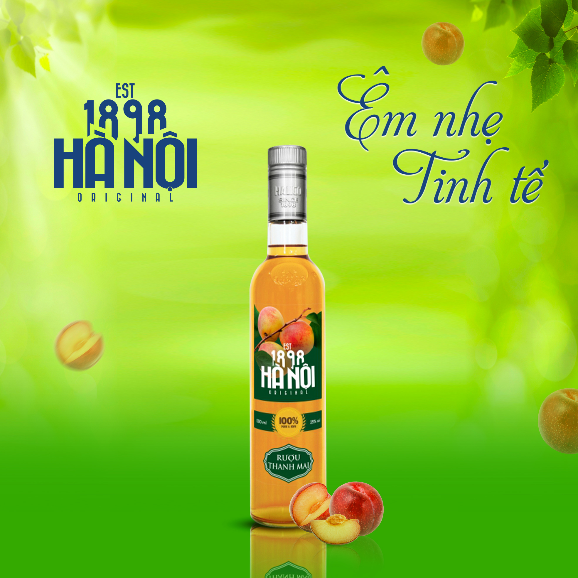 Rượu trái cây HALICO vị thanh mai nồng độ 25% chai 500ml không kèm hộp
