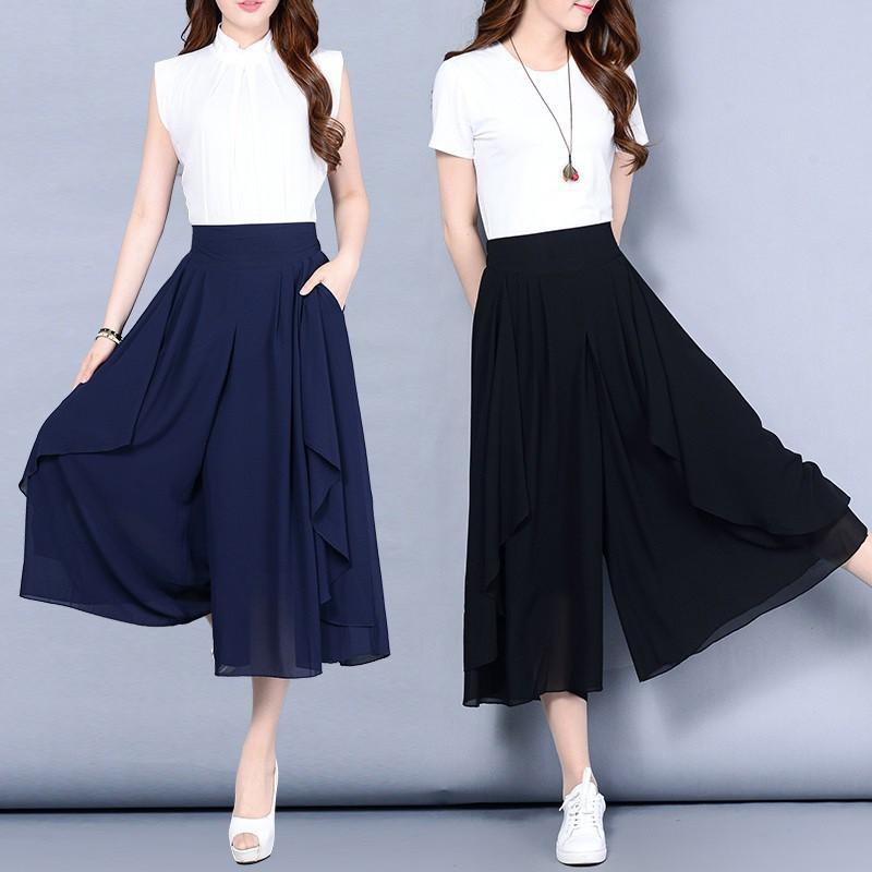 Quần Lửng Lưng Cao Ống Rộng Phong Cách Hàn Quốc Cho Nữ