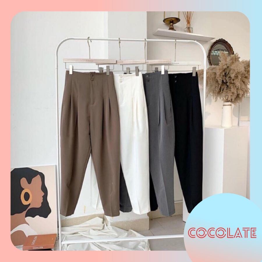 Quần baggy cạp liền 2 khuy COC22, quần tây cạp cao học sinh, công sở cho nữ