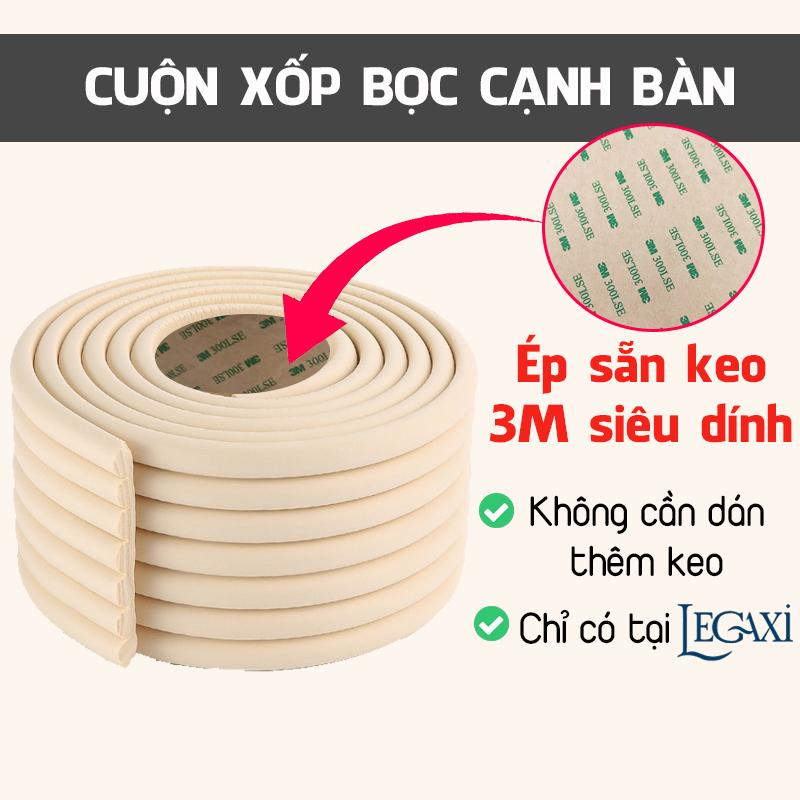 Cuộn Xốp Bọc Cạnh Bàn, Miếng Dán Bịt Góc Tường SẴN KEO 3M Chống Va Chạm An Toàn Cho Bé Dài 2m Legaxi