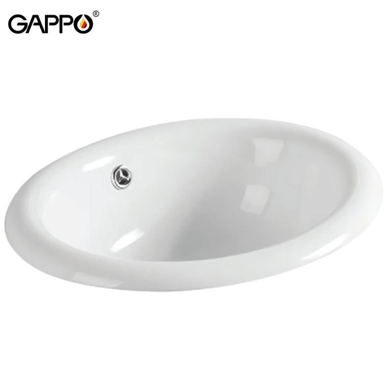 CHẬU LAVABO DƯƠNG VÀNH NHẬP KHẨU NGA GAPPO GT315 OVAL MEN TUYẾT - HÀNG CHÍNH HÃNG
