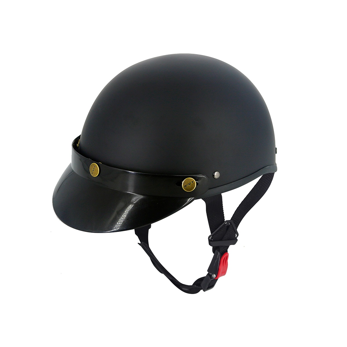 Mũ Bảo Hiểm Nửa Đầu SRT Màu Đen Nhám Trơn (TẶNG kèm lưỡi trai chống nắng) - 1/2 SRT Cao Cấp