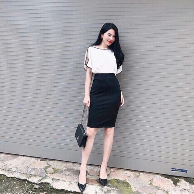 Chân vấy bút chì xẻ sau chất liệu co dán tốt