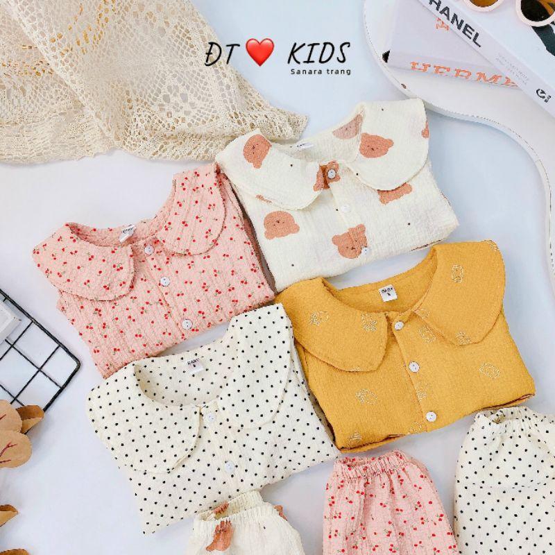 Bộ Pijama cho bé gái từ 9-20kg chất xốp nhăn