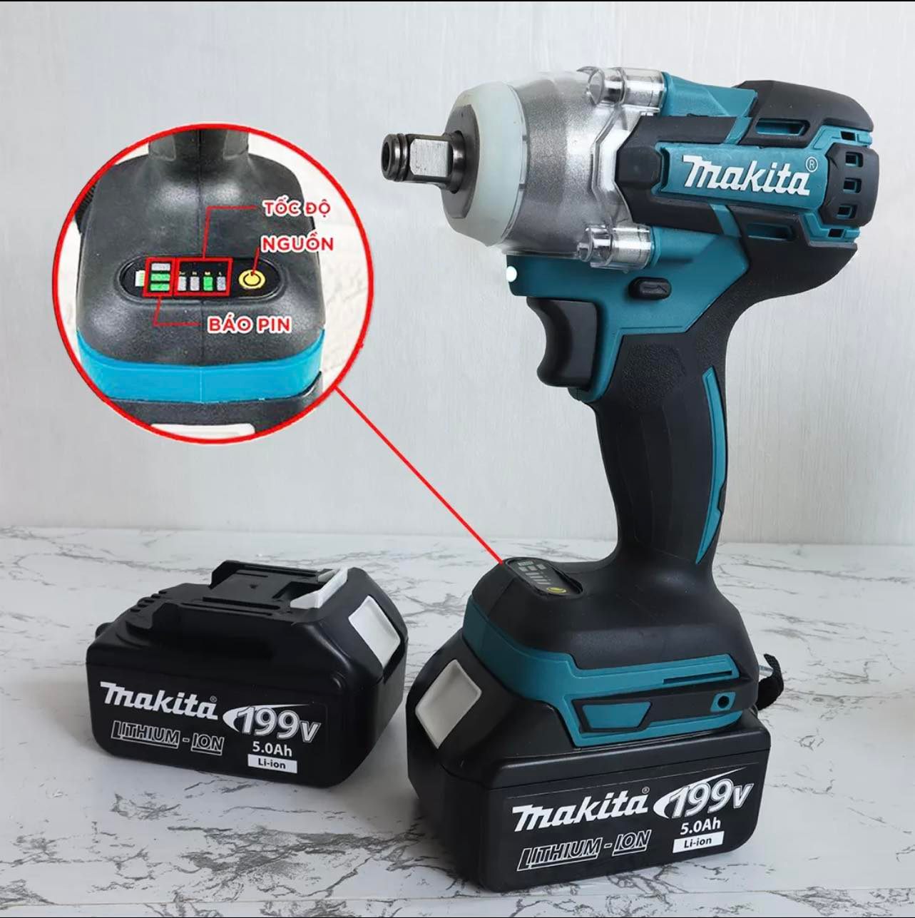 Máy siết bulong Makita 118V Lực siết 500N.m -máy khoan pin maki.ta - Máy xiết bu lông không chổi than cam kết vặn được ốc xe hơi