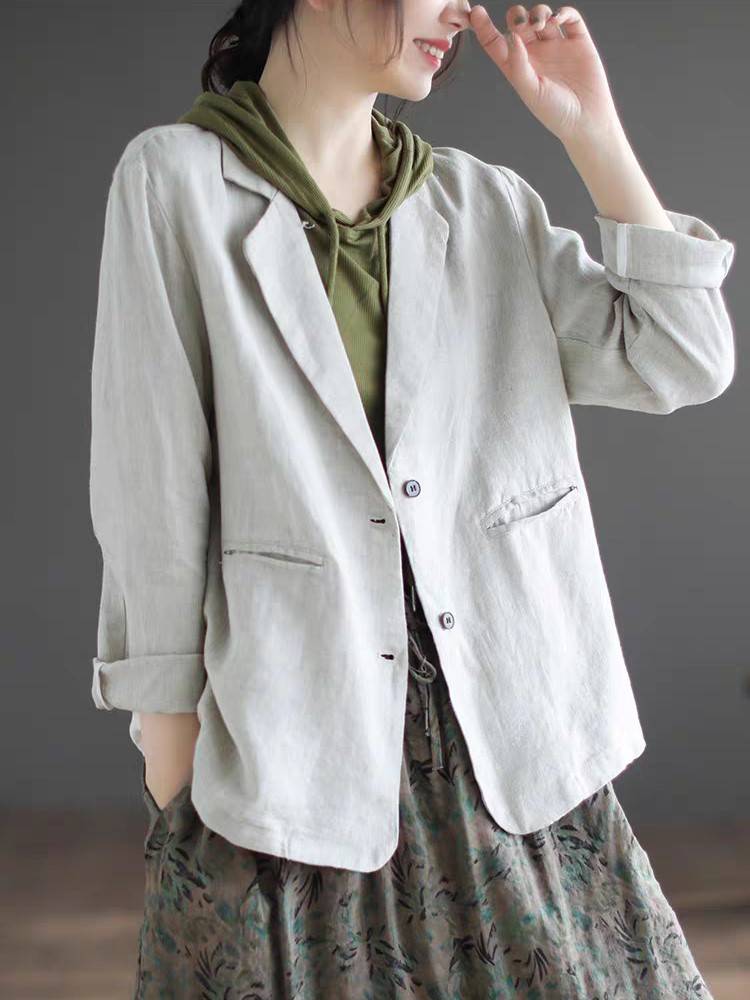 Áo blazer linen dài tay phong cách phóng khoáng thanh lịch Đũi Việt DV10