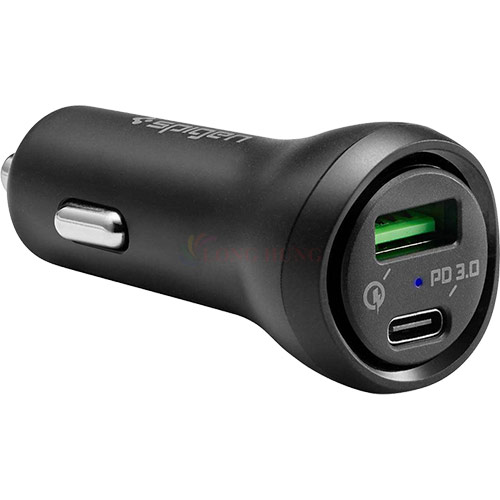 Cốc sạc xe hơi Spigen STEADIBOOST 1USB 1Type-C 27W PD3.0/QC3.0 000CP25597 - Hàng chính hãng