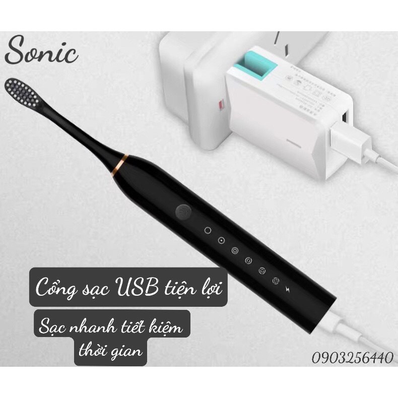 Bàn chải điện sạc USB Bàn chải đánh răng điện tự động 6 chế độ cao cấp chống nươc