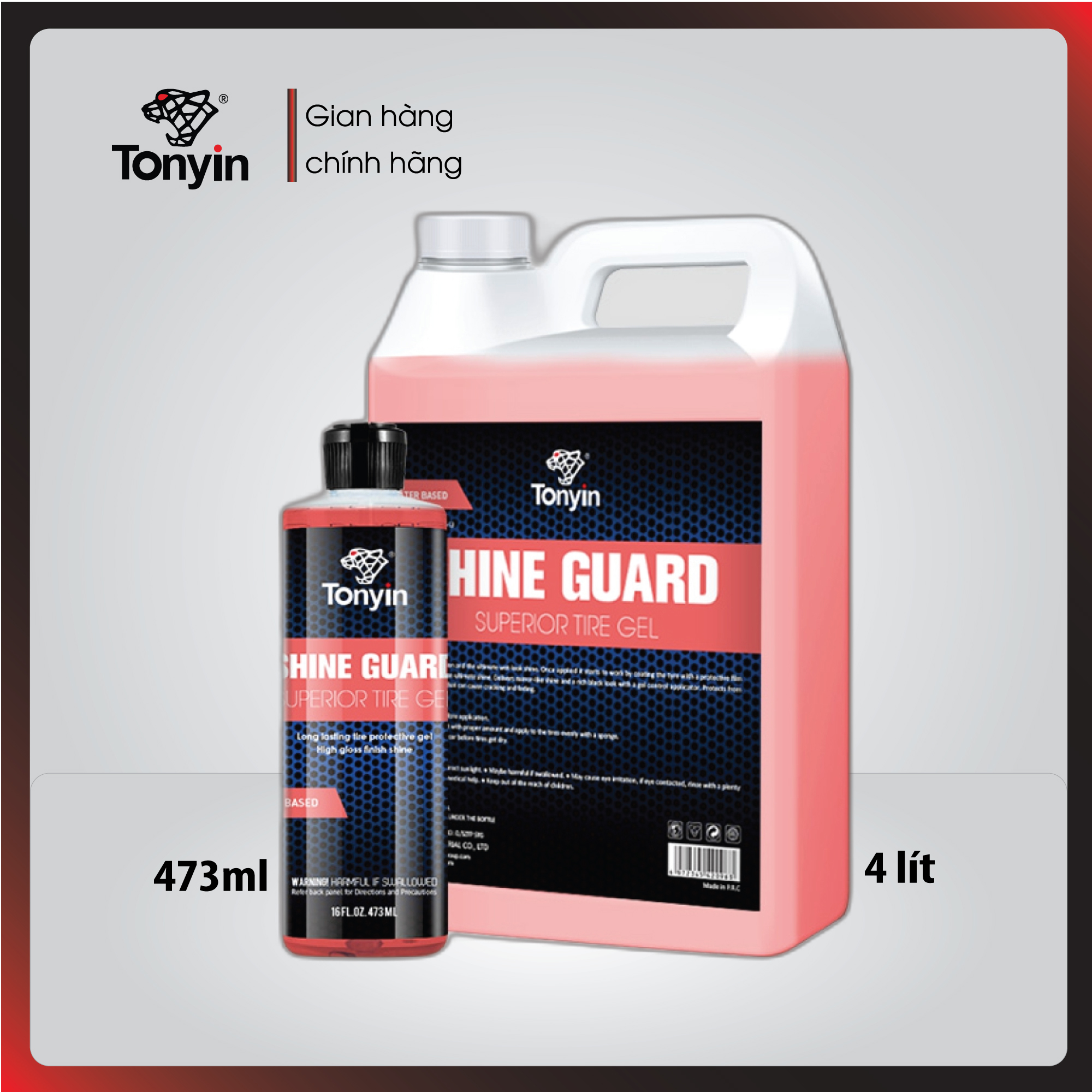 Gel bóng vỏ gốc nước SHINE GUARD SUPERIOR TIRE GEL Tonyin 473ml/4L Thấm nhanh chóng cho vẻ ngoài ẩm ướt tức thì, tạo độ sáng bóng cho lốp