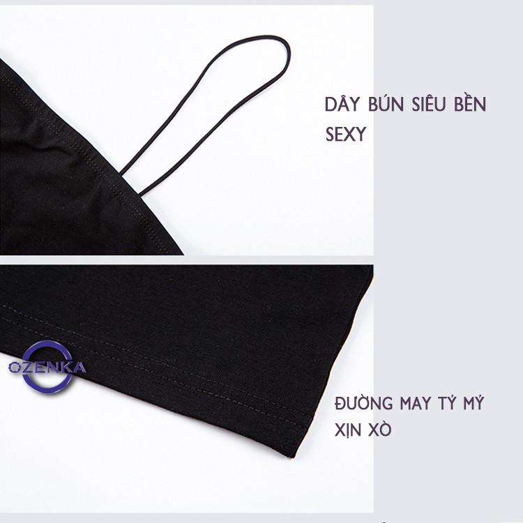 Váy 2 dây ôm body sợi bún sexy dự tiệc chất thun gân, đầm ngắn gợi cảm đẹp mát màu đen trắng size dưới 52 kg