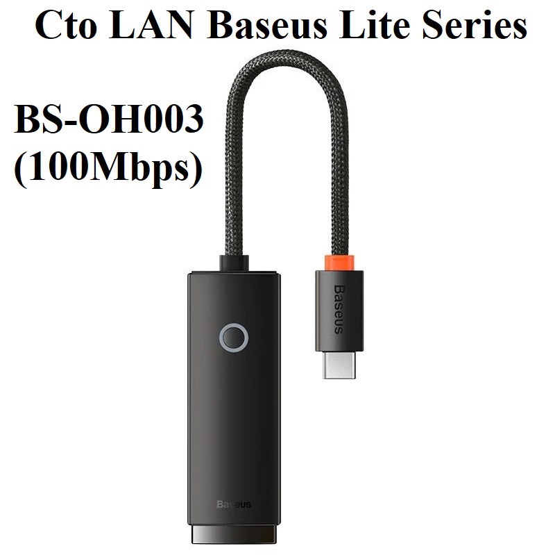 Hình ảnh [[ Type-C ra LAN ] Hub / đầu chuyển cổng type-C ra cổng mạng  LAN RJ45 Baseus Lite Series BS-OH004 / BS-OH003 - Hàng chính hãng