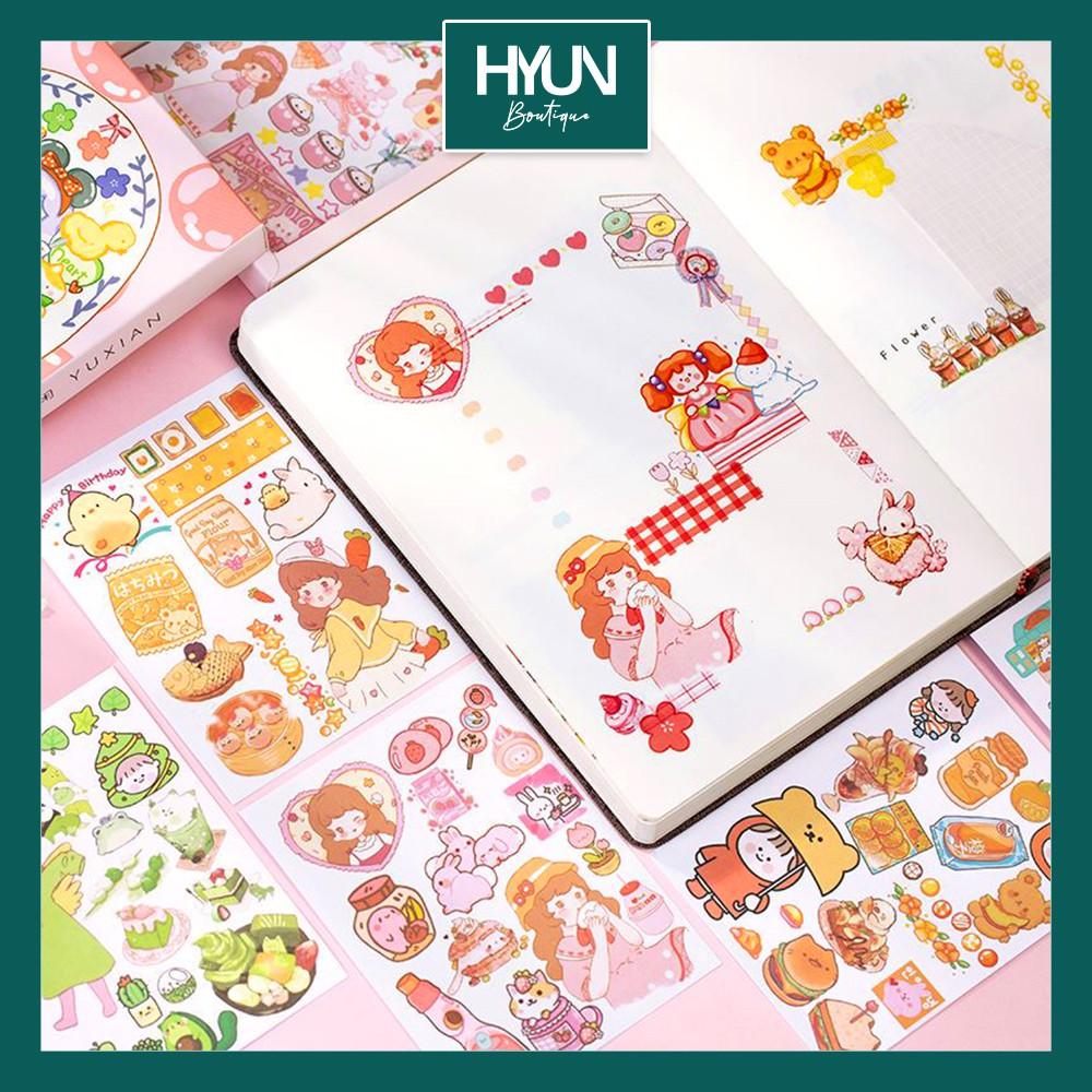 Hộp Sticker dán A6 - hơn 500 hình dán trang trí sổ tay Bullet Journal - sticker dễ thương - DIY - Hyun Boutique