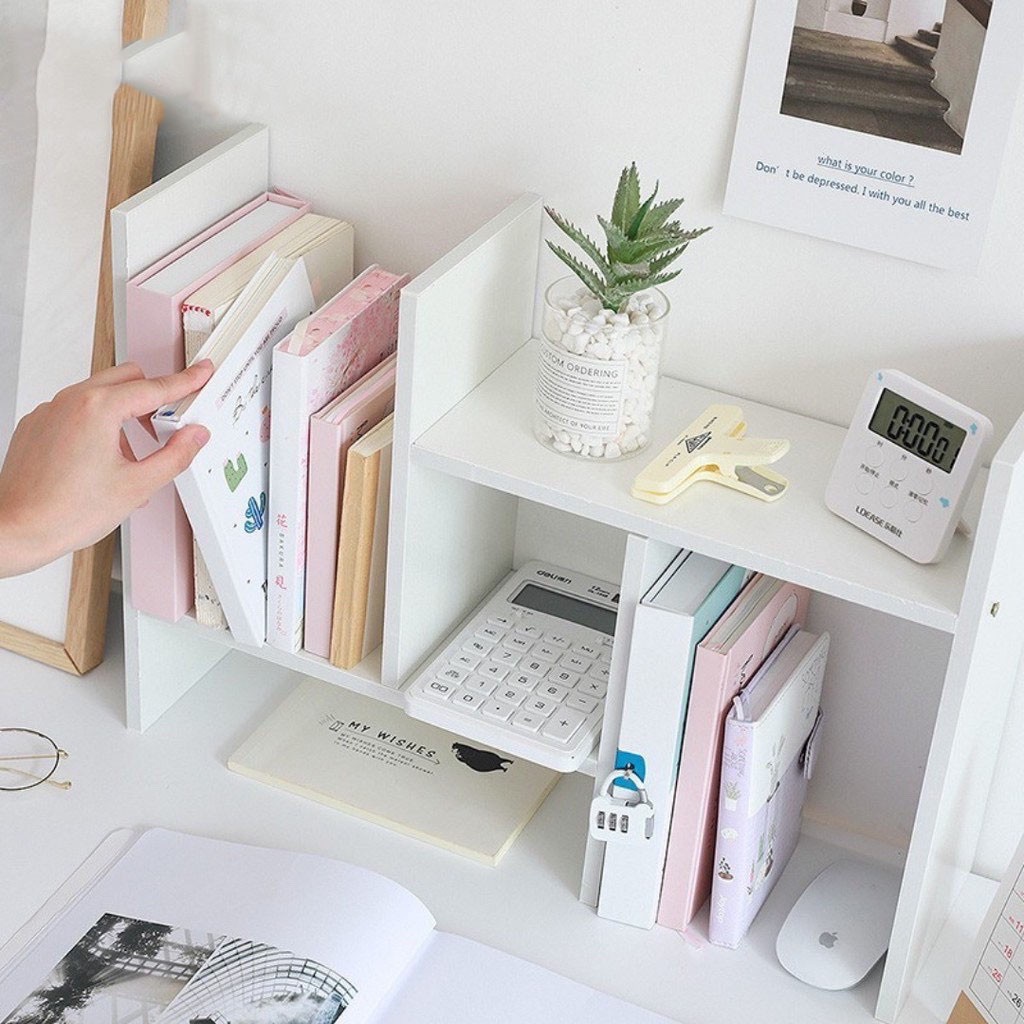 Kệ Sách Gỗ MDF Để Bàn Đa Năng Tuỳ Biền Sắp Xếp Linh Hoạt Thanh Lịch Giúp Gọn Gàng Bàn Làm Việc