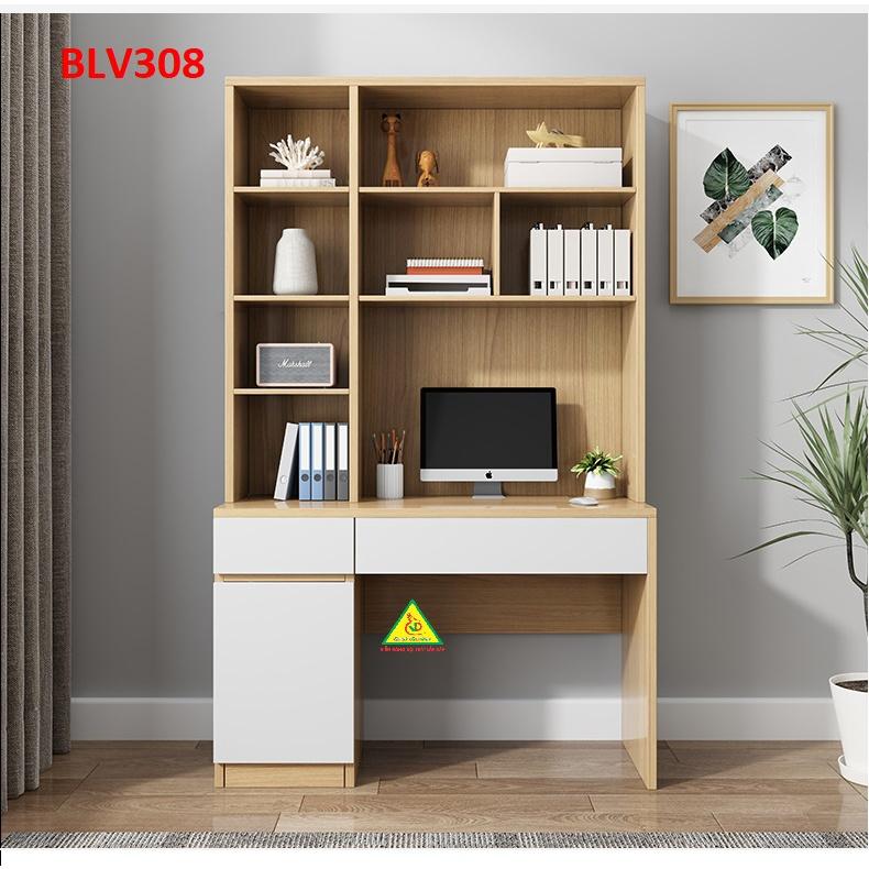 Bàn làm việc, bàn học liền kệ bằng gỗ MDF BLV308 - Nội thất lắp ráp Viendong Adv