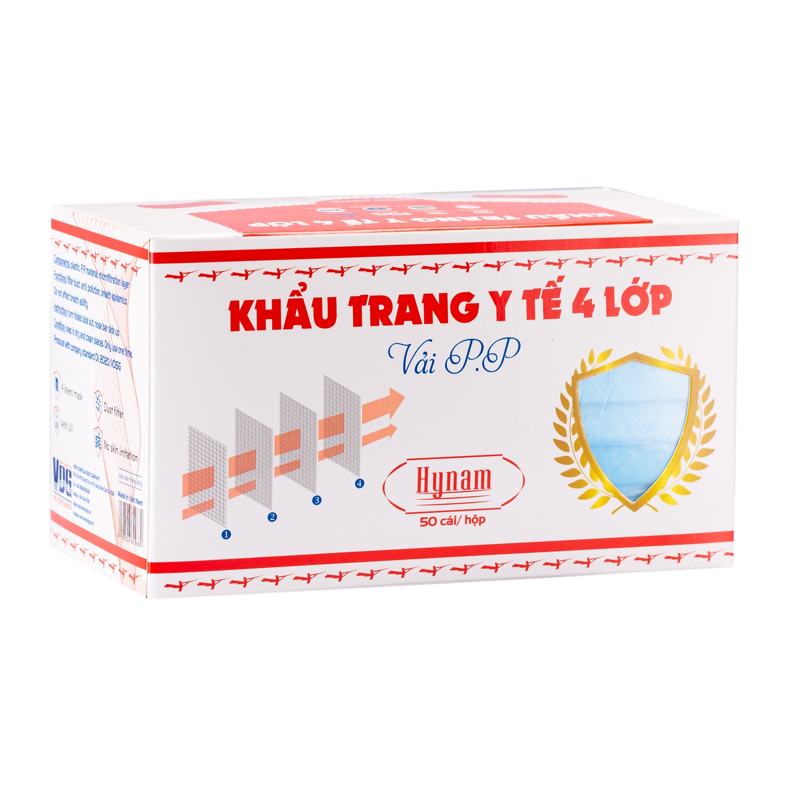 Khẩu trang y tế 4 lớp vải không dệt Hynam - (50 cái/ hộp) - Màu xanh