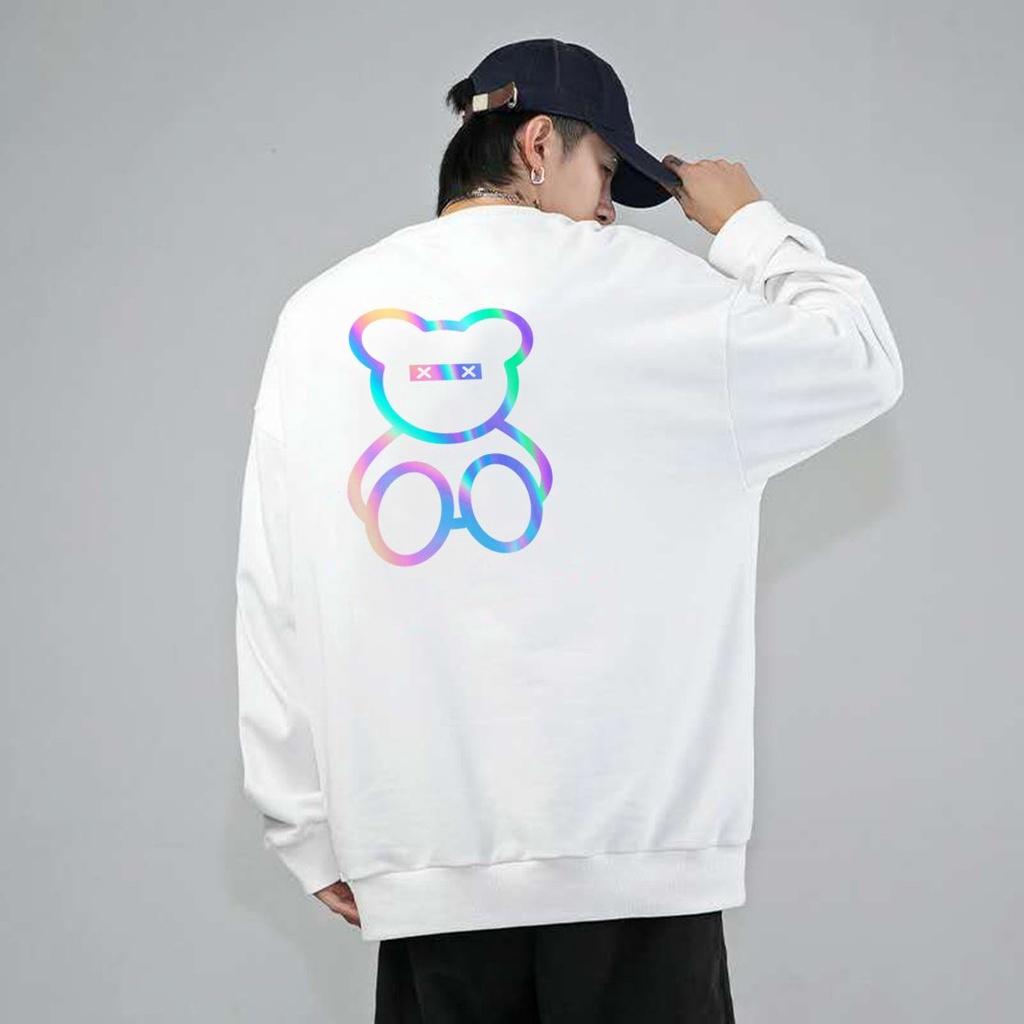 Áo Sweater Gấu XX Phản Quang, Aó Nỉ Dài Tay Nam Nữ Cá Tính