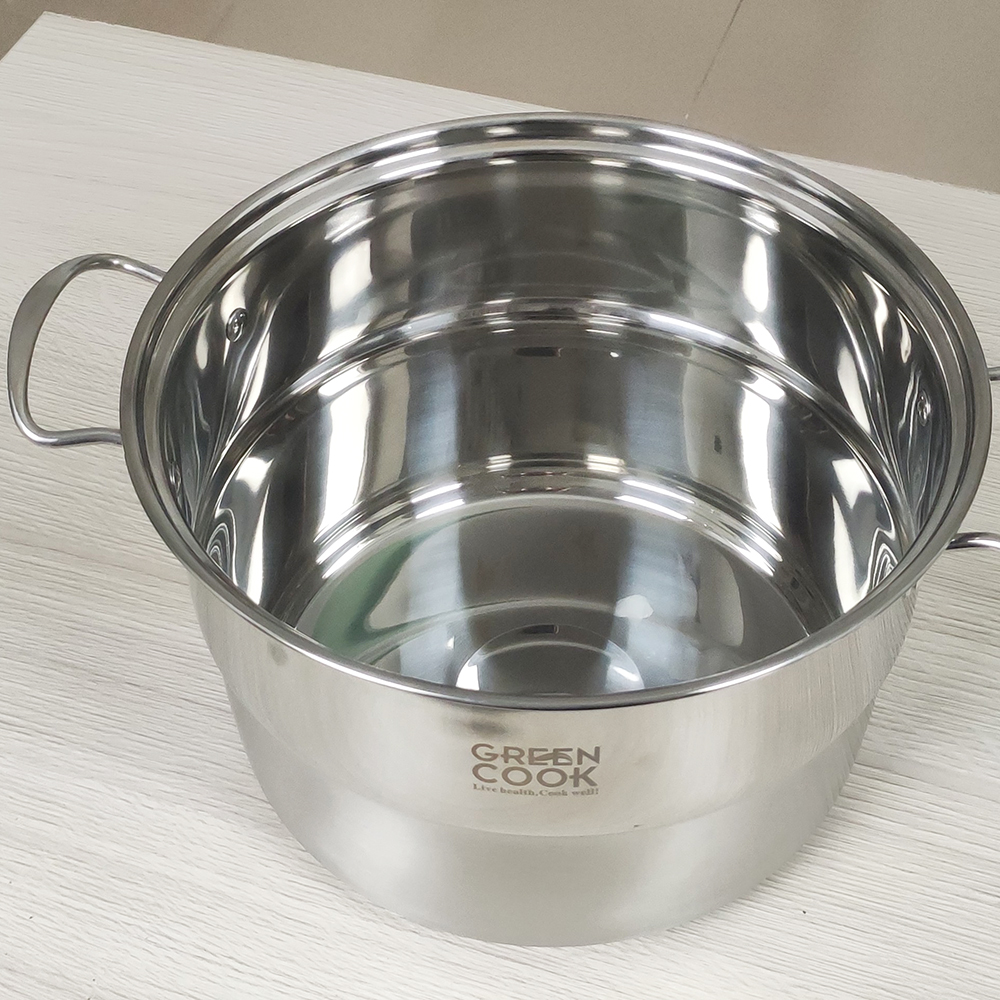 Nồi xửng hấp đa năng 5L Greencook GCST01-26IH chất liệu inox, vòm nắp cao hấp được gà nguyên con - Hàng chính hãng