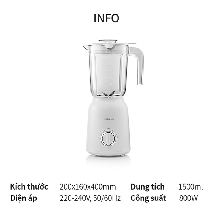 Máy xay sinh tố Locknlock Multi Blender EJM416WHT (800W) - Hàng chính hãng