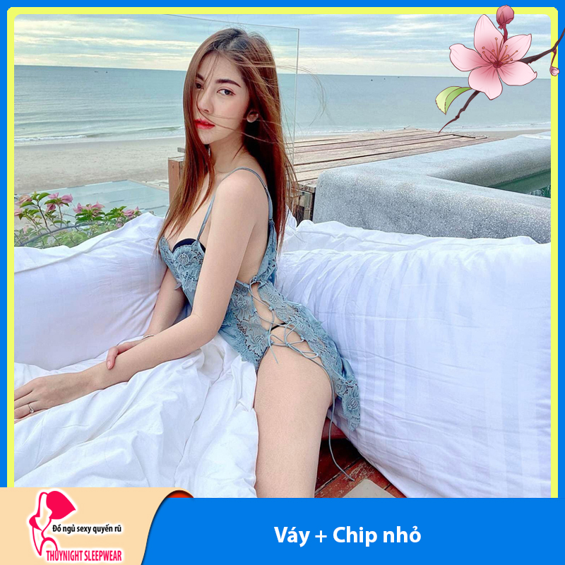 Váy ngủ satin hai dây đan hông sexy Q01 - Đầm ngủ lụa satin gợi cảm - Đồ ngủ nữ quyến rũ