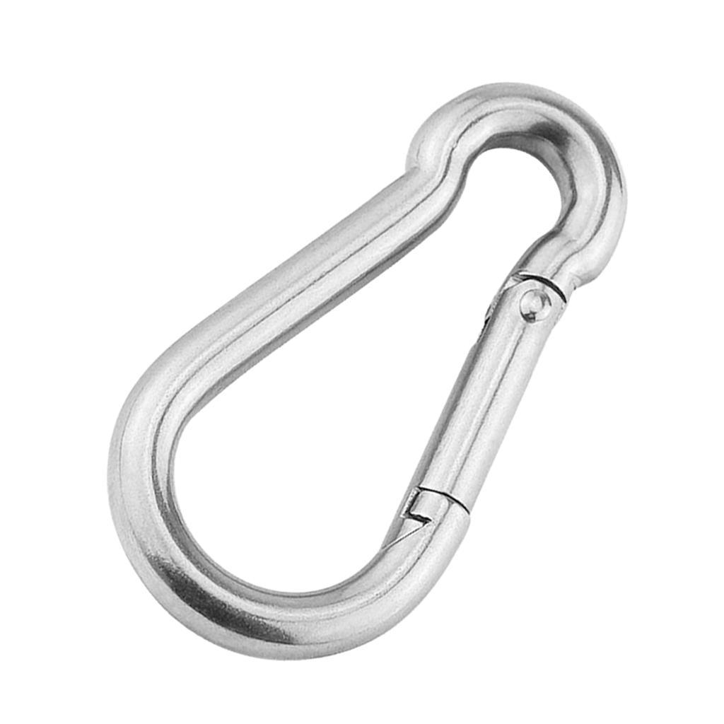 5Pcs 304 Stainless Steel Spring Snap Carabiner Quickdraw Keychain 5mm X 50mm