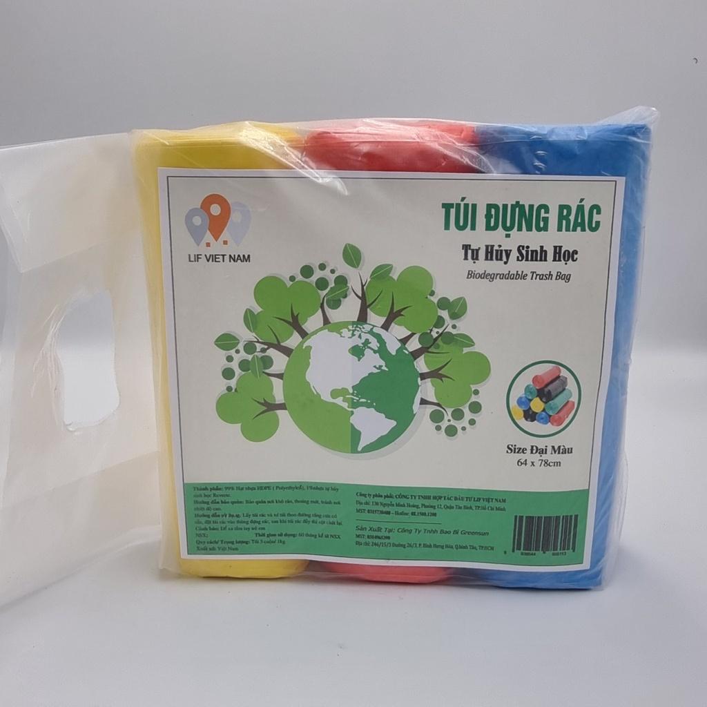 TÚI RÁC 3 CUỘN CỠ ĐẠI (65X78) TỰ PHÂN HUỶ SINH HỌC - LIFVIETNAM