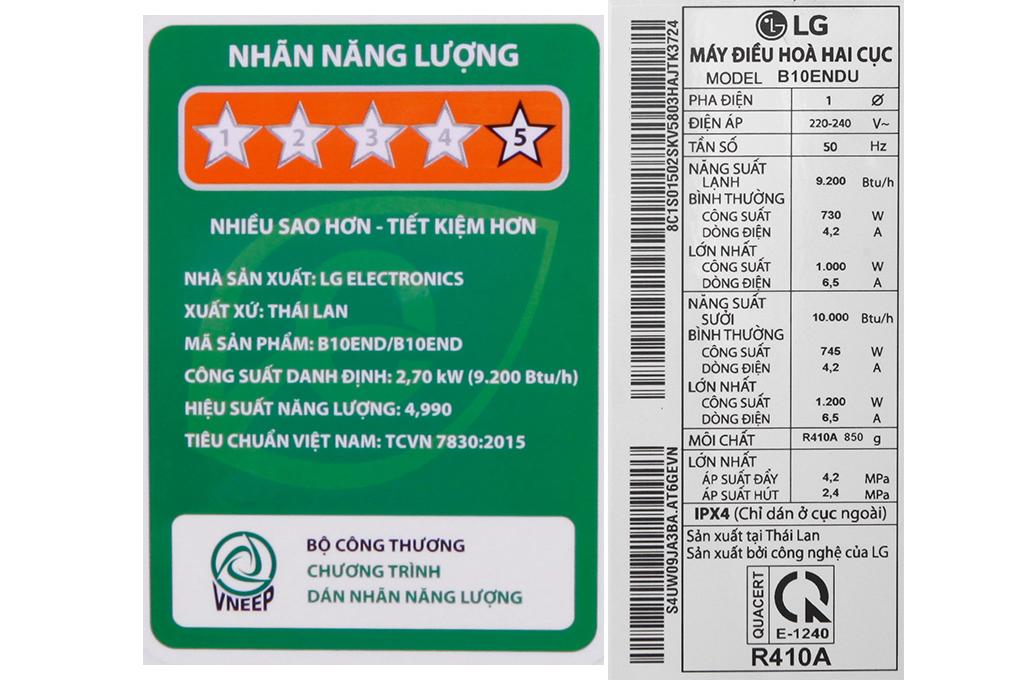 Điều hòa Inverter LG B10END, 2 Chiều, 1.0HP  - Hàng Chính Hãng