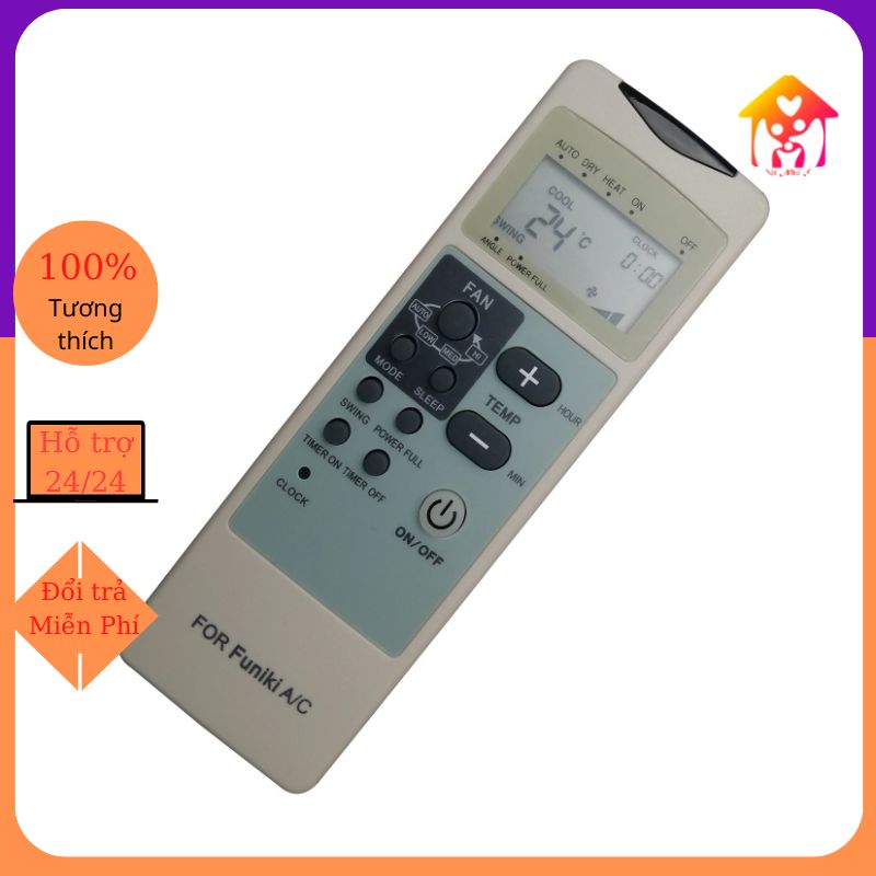 Điều Khiển Điều Hòa Funki 2 Chiều Màu  Nâu-Remote Máy Lạnh Funiki AKT-FK3