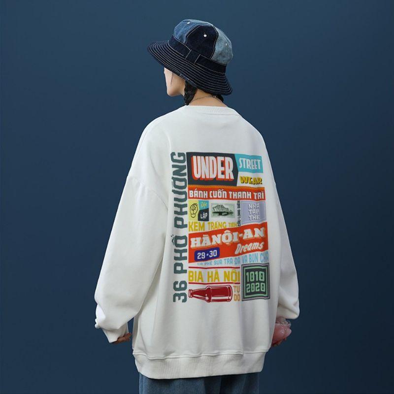 Áo sweater LOGO under Hà Nội Form Rộng Áo hoodie da cá UNISEX Nam Nữ- In Hình Local Brand