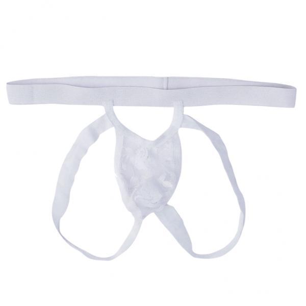 2-3pack Men's Lace Opening Pouch G-string Underwear Thong Panty White